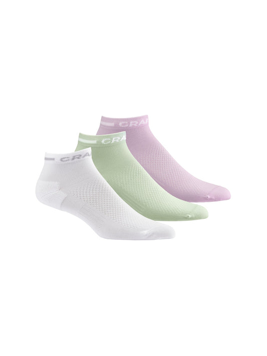 Craft CORE Dry Mid Sock 3-Pack in Weiss/Violett/Grün, Vorderansicht