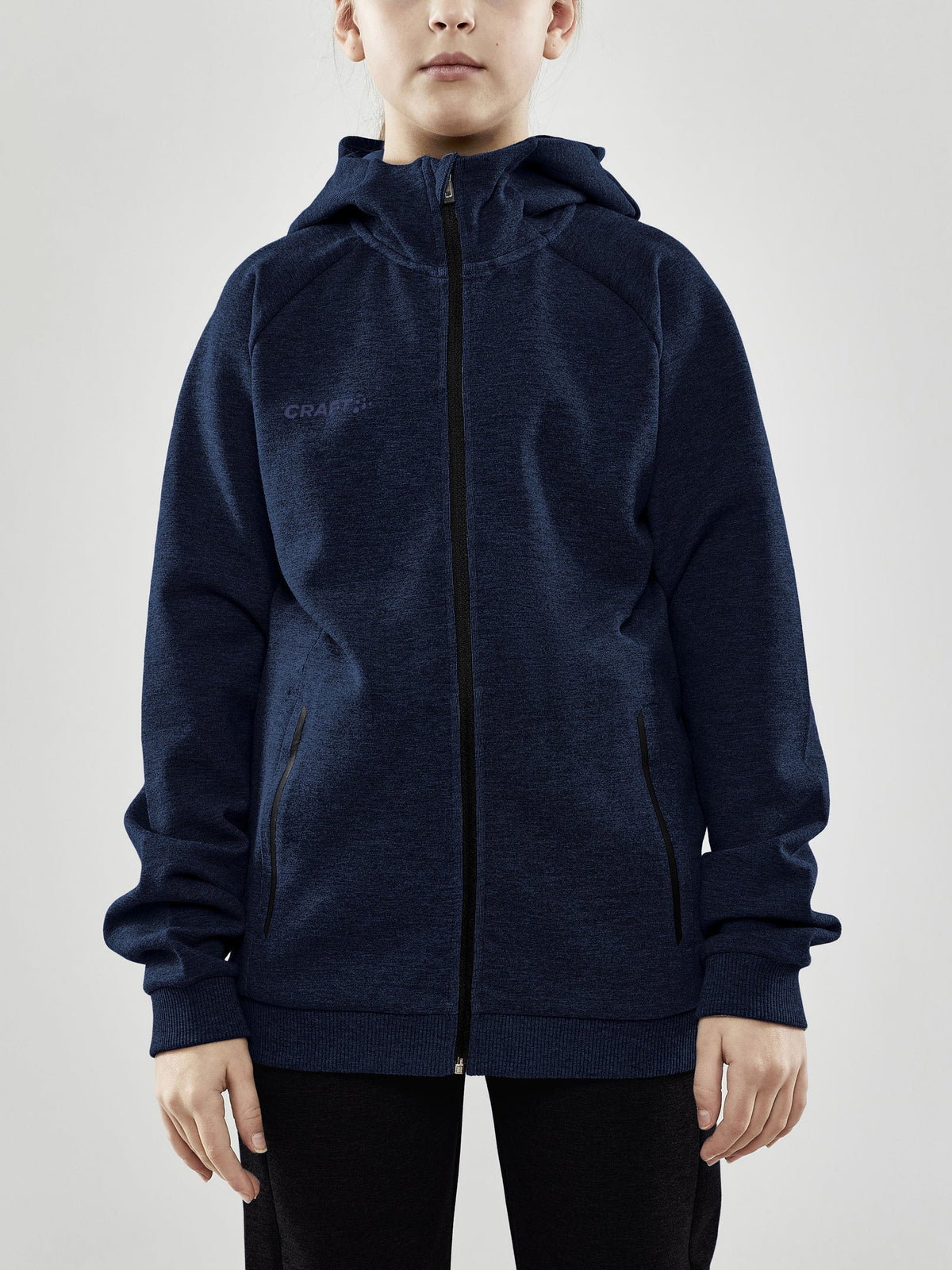 Craft CORE Soul Full Zip Hood Junior in Dunkelnavy, Detailansicht