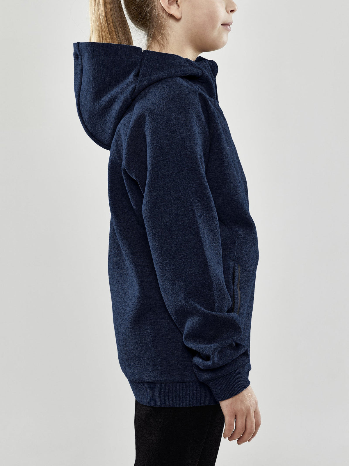 Craft CORE Soul Full Zip Hood Junior in Dunkelnavy, Detailansicht