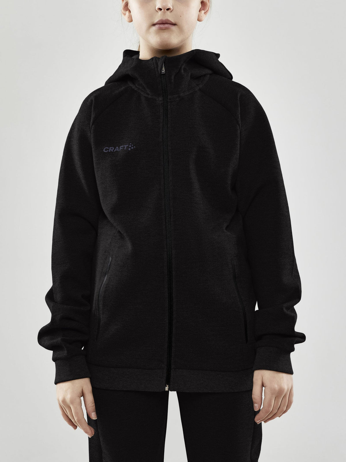 Craft CORE Soul Full Zip Hood Junior in Schwarz, Detailansicht