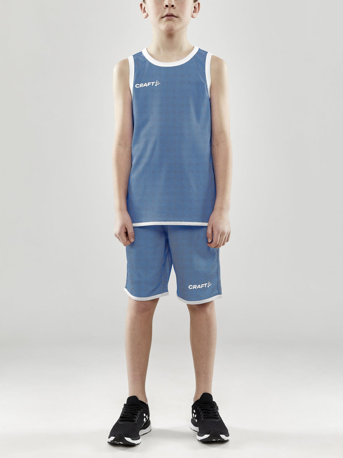 Craft Progress Reversible Basket Singlet Junior in Kobaltblau/Weiss, Detailansicht