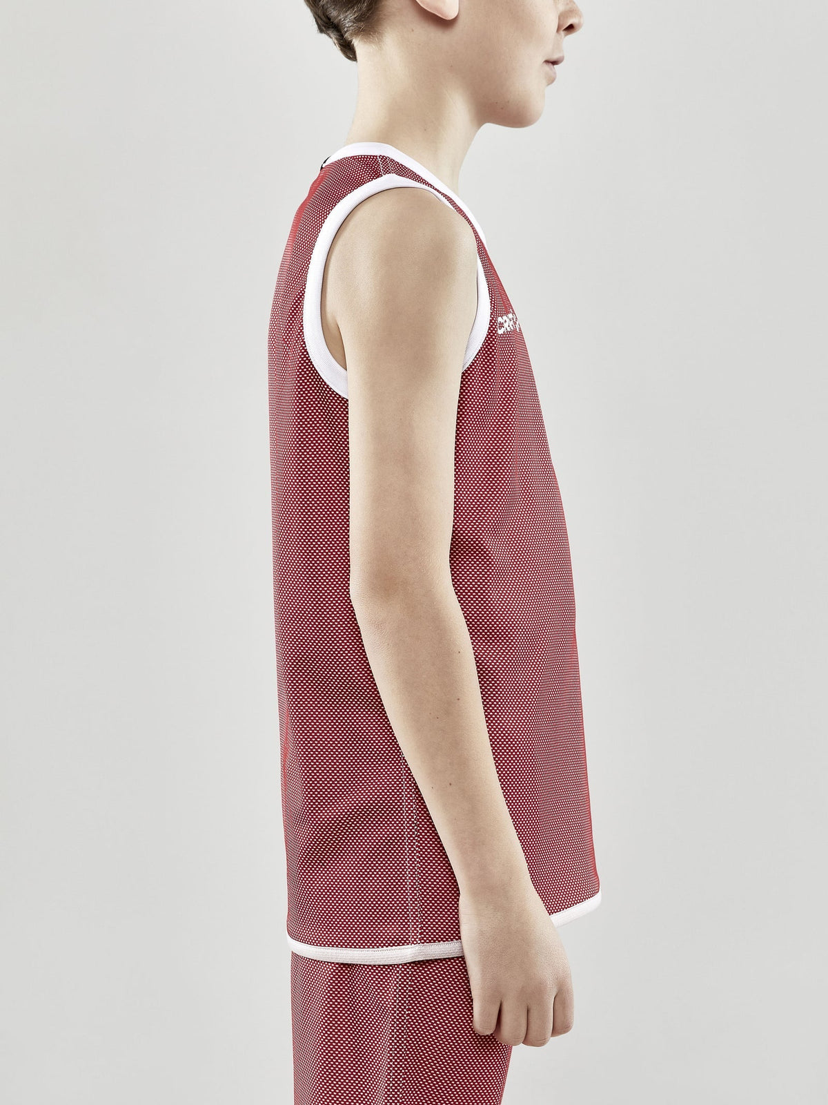 Craft Progress Reversible Basket Singlet Junior in Rot/Weiss, Detailansicht