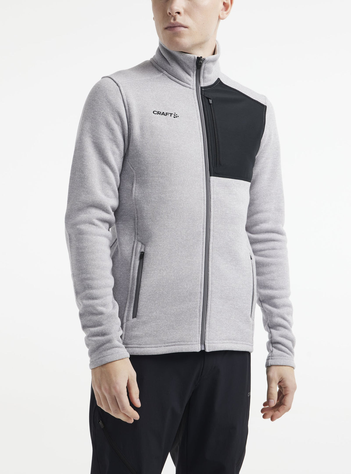 Craft ADV Explore Heavy Fleece Jacket Herren in Grau meliert/Schwarz, Detailansicht