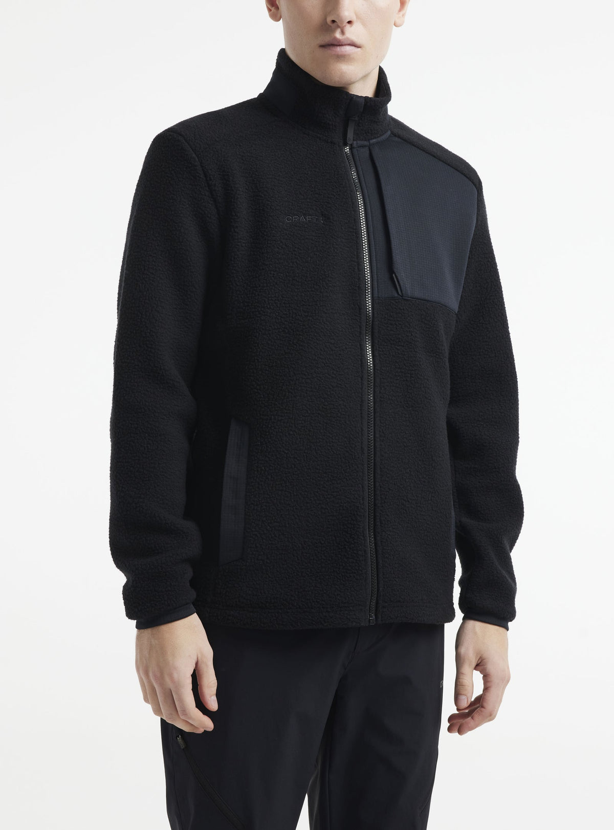 Craft ADV Explore Pile Fleece Jacket Herren in Schwarz, Detailansicht
