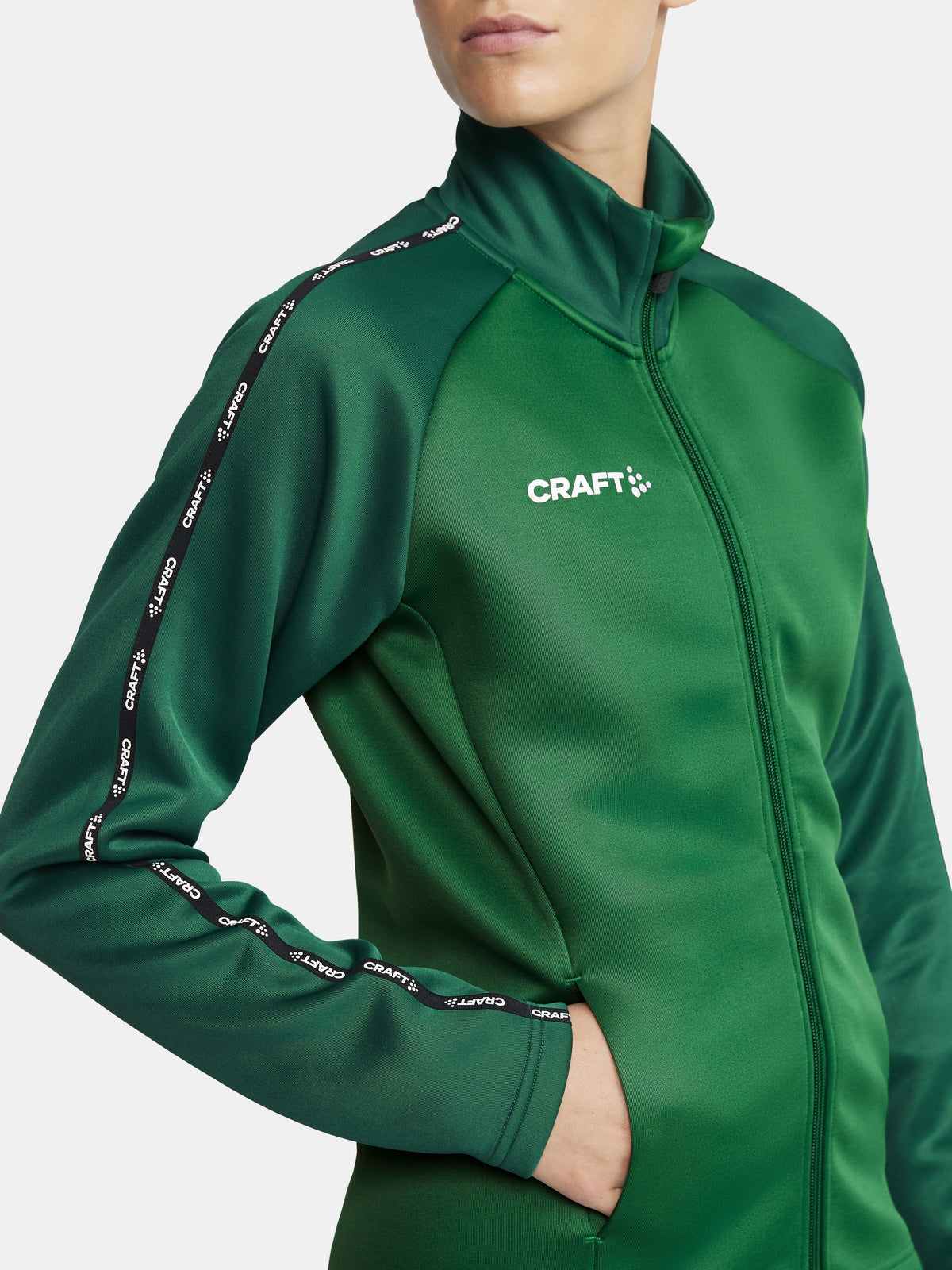 Craft Squad 2.0 Full Zip Damen in Grün/Dunkelgrün, Detailansicht