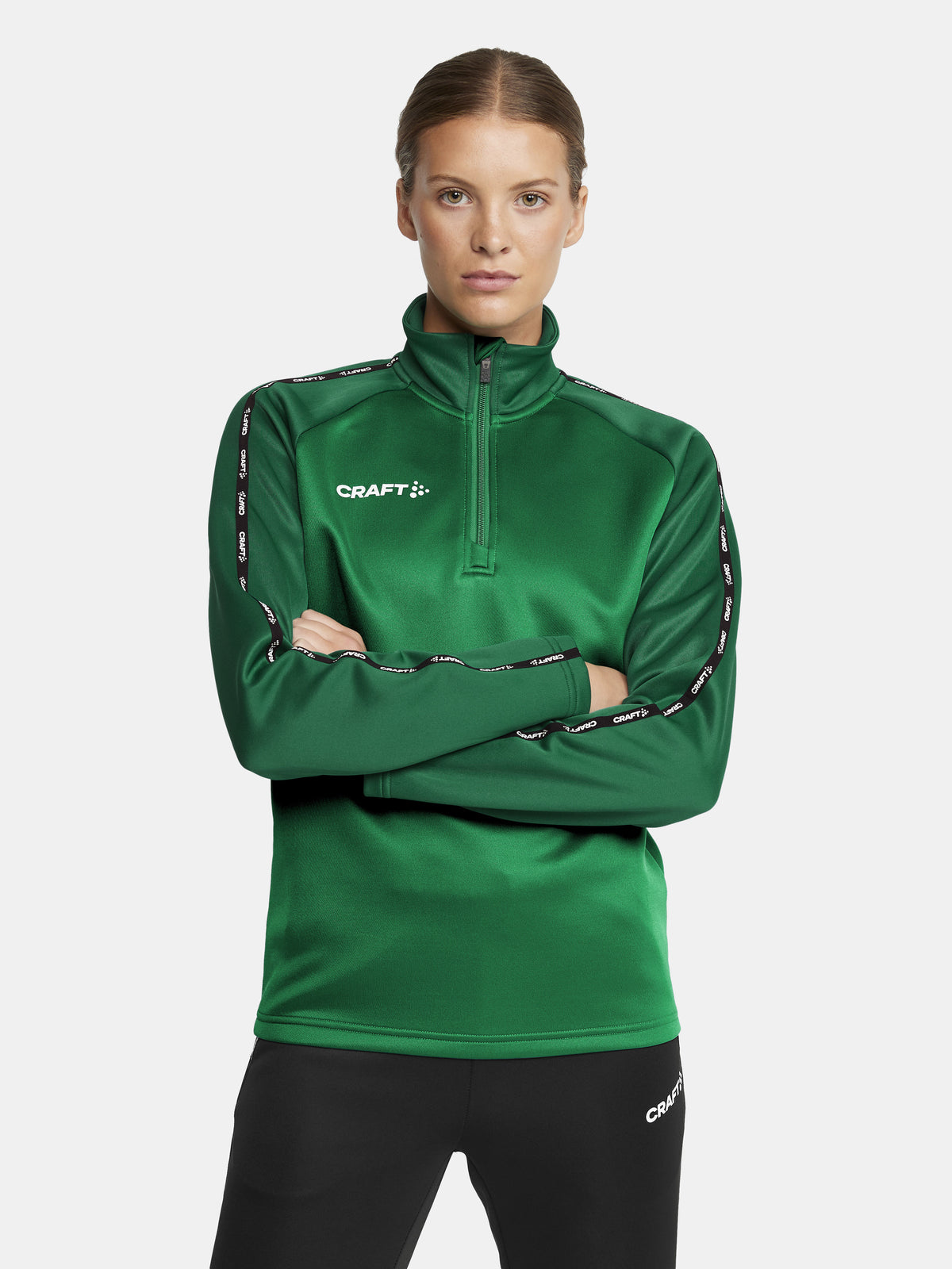 Craft Squad 2.0 Half Zip Damen in Grün/Dunkelgrün, Detailansicht