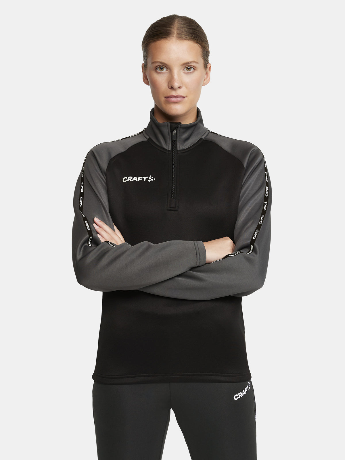 Craft Squad 2.0 Half Zip Damen in Schwarz/Anthrazit, Detailansicht