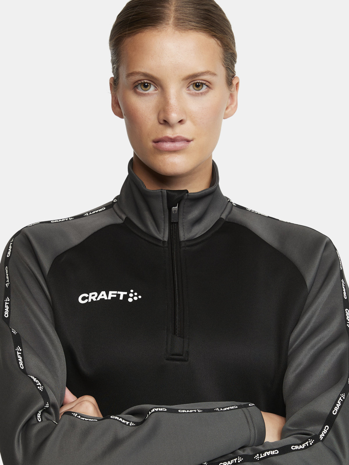 Craft Squad 2.0 Half Zip Damen in Schwarz/Anthrazit, Detailansicht