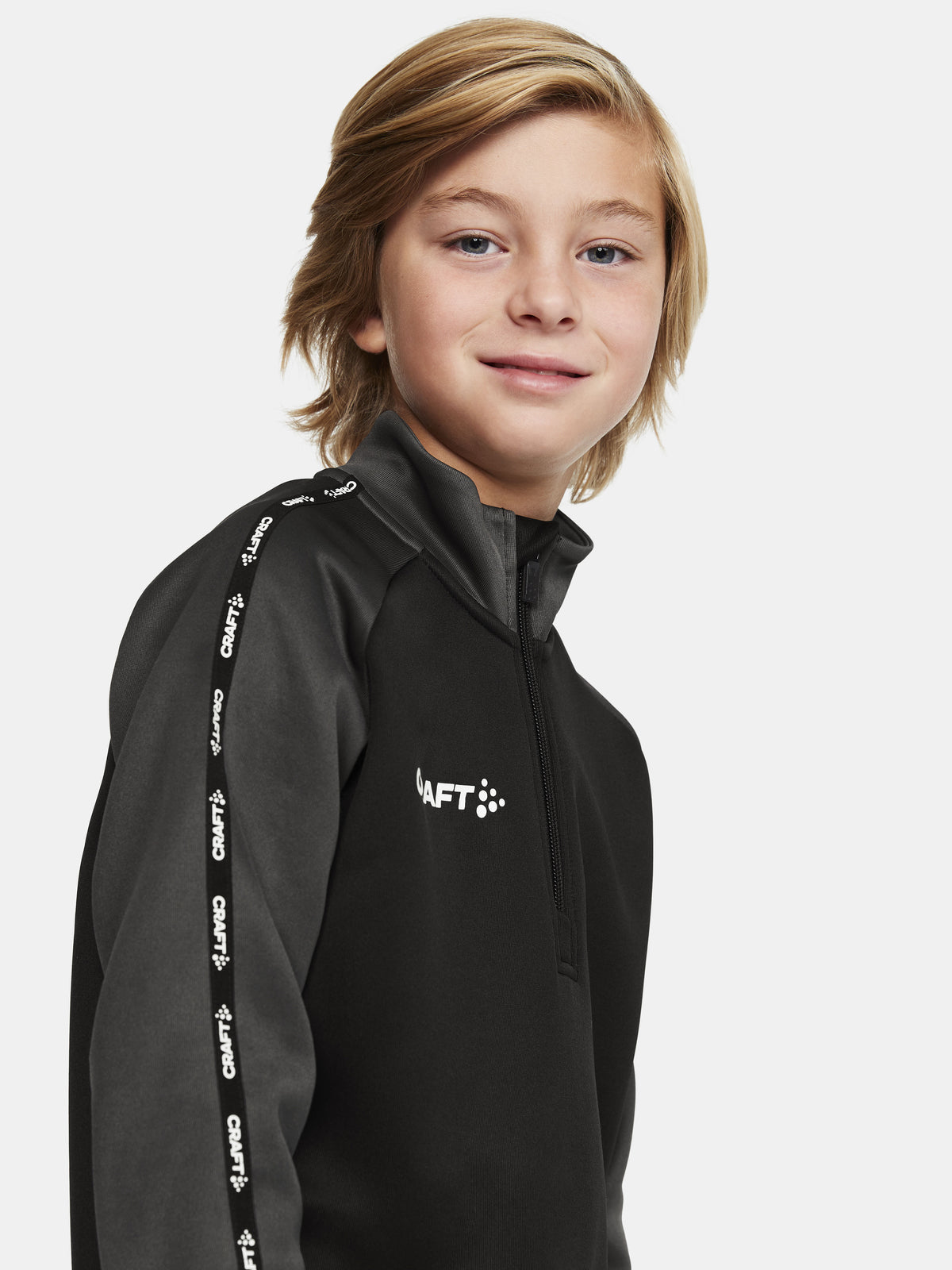 Craft Squad 2.0 Half Zip Junior in Schwarz/Anthrazit, Detailansicht