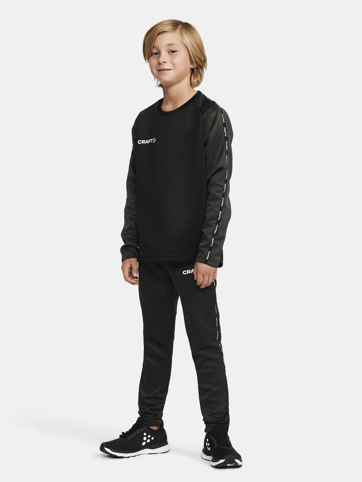 Craft Squad 2.0 Crewneck Junior in Schwarz/Anthrazit, Detailansicht