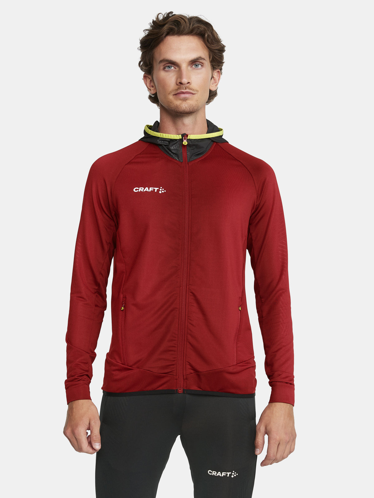 Craft Extend Full Zip Herren in Weinrot, Detailansicht
