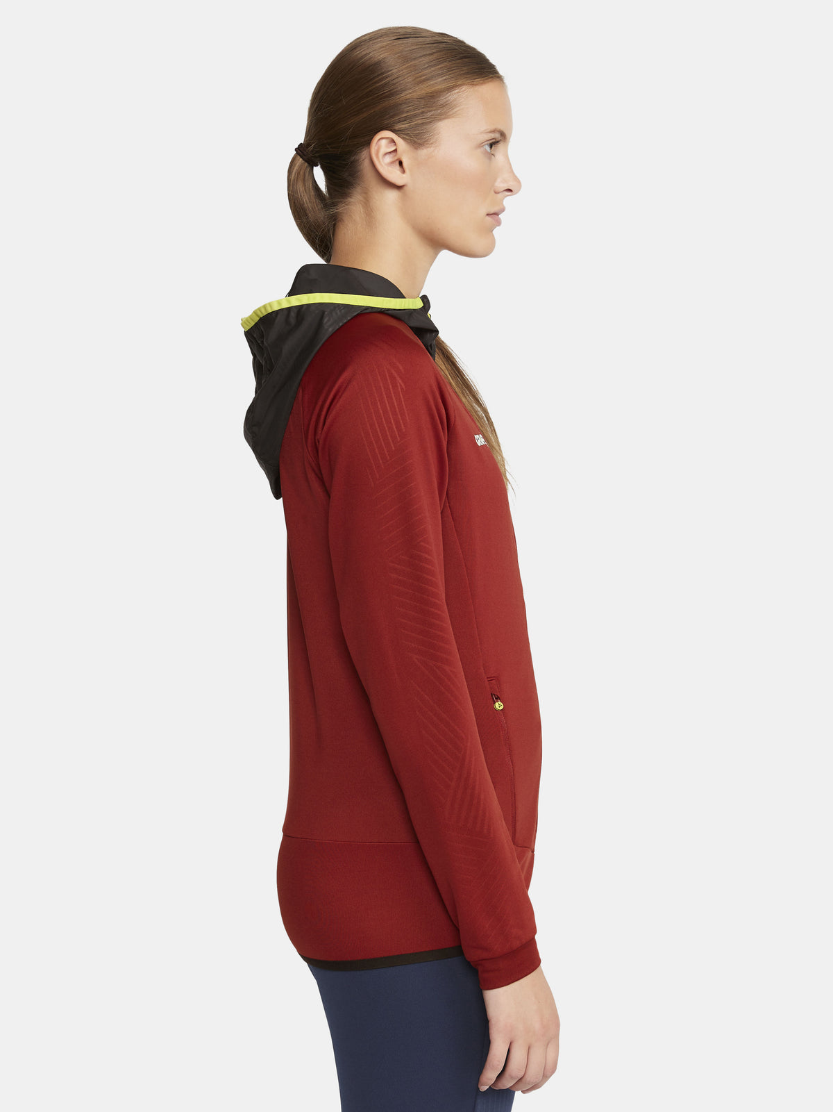 Craft Extend Full Zip Damen in Weinrot, Detailansicht