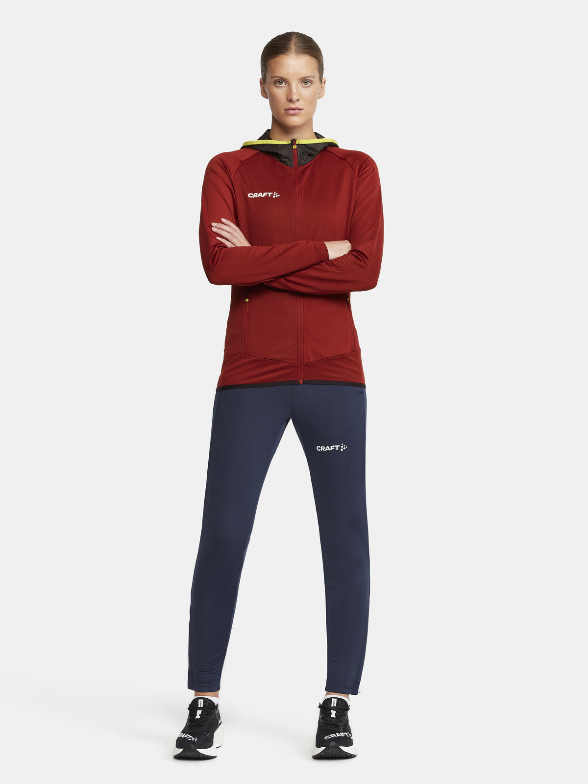 Craft Extend Full Zip Damen in Weinrot, Detailansicht