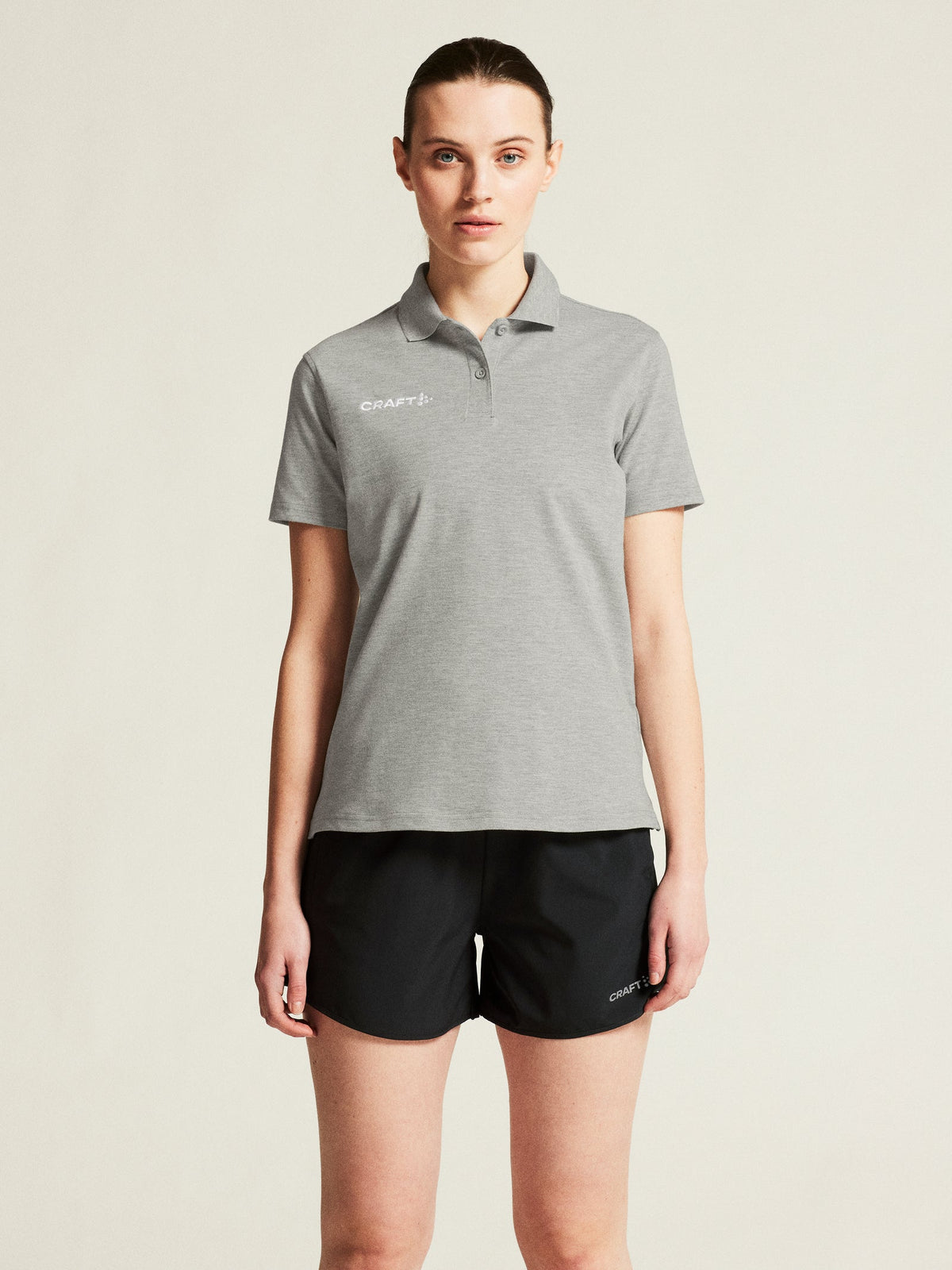 Craft Community 2.0 Polo Damen in Grau meliert, Detailansicht