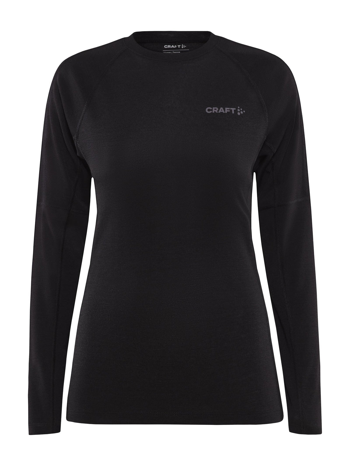 Craft ADV Wool Merino RN LS Damen in Schwarz, Vorderansicht