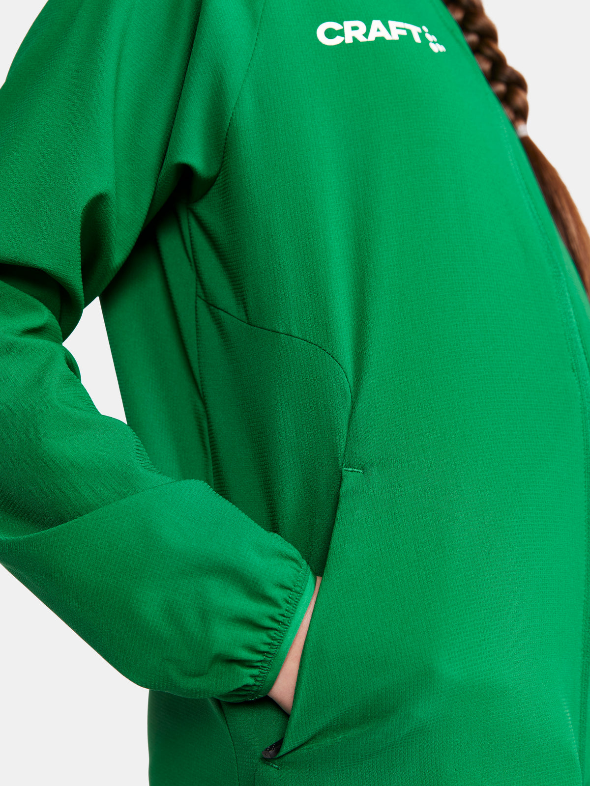 Craft Rush 2.0 Training Jacket Junior in Grün, Detailansicht
