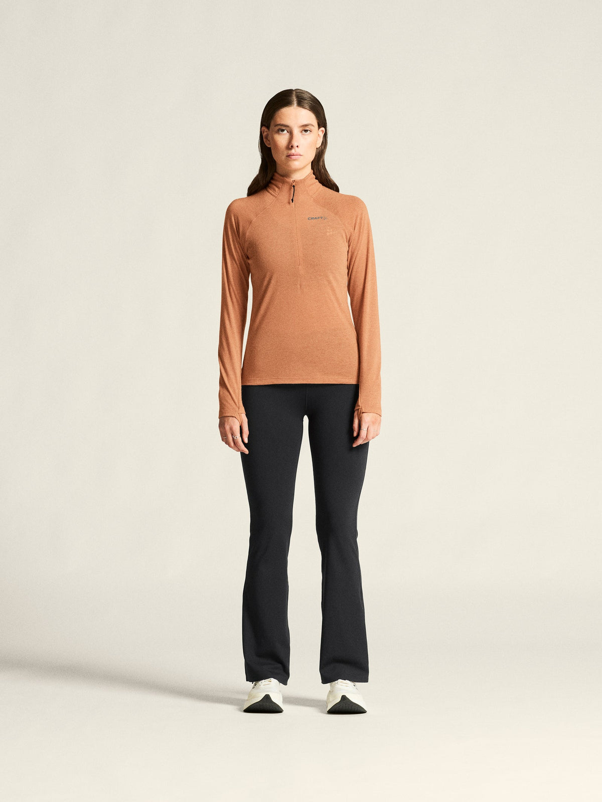 Craft Wool LS Tee Damen in Beige meliert, Detailansicht