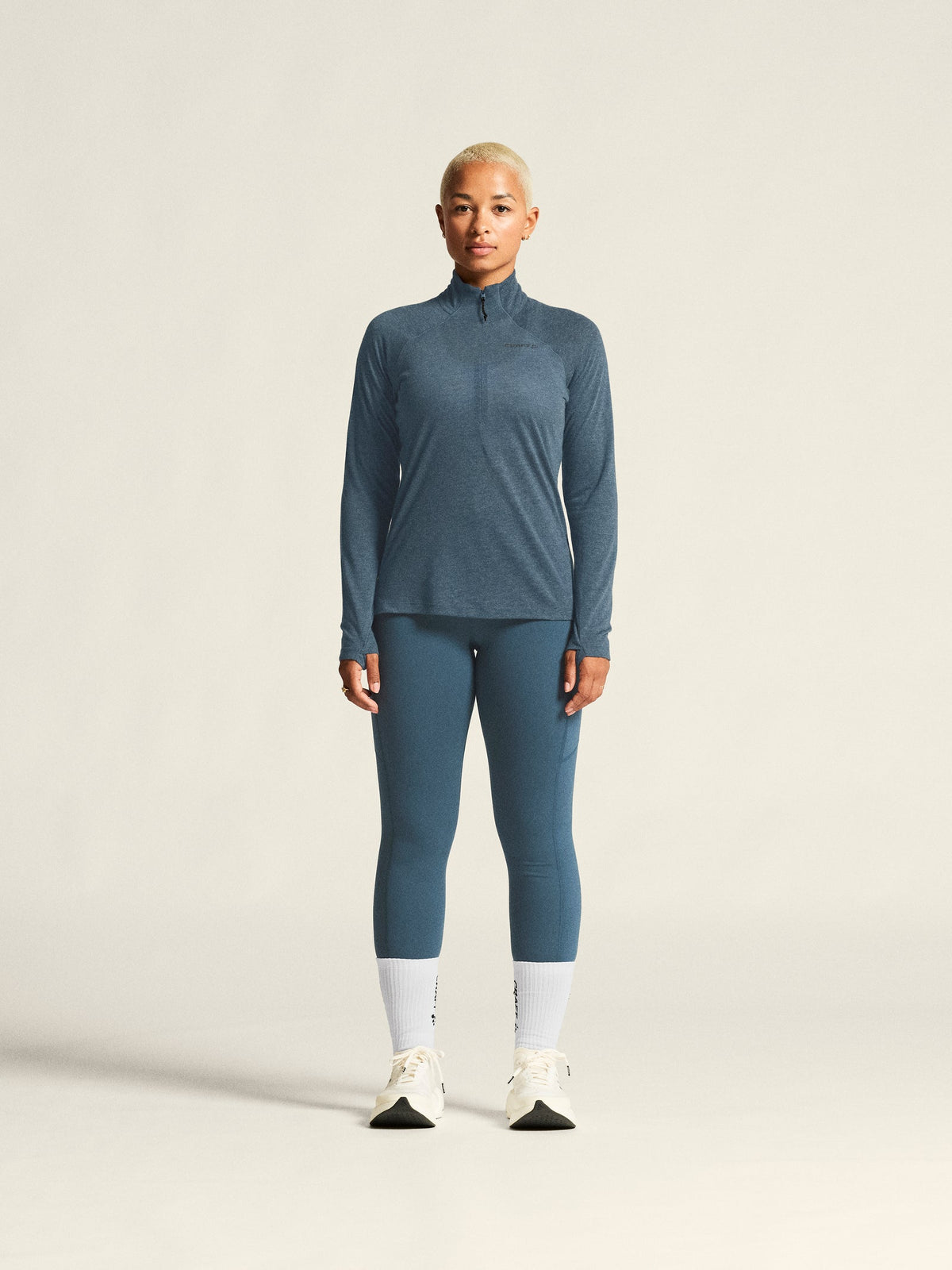 Craft Wool LS Tee Damen in Blau meliert, Detailansicht
