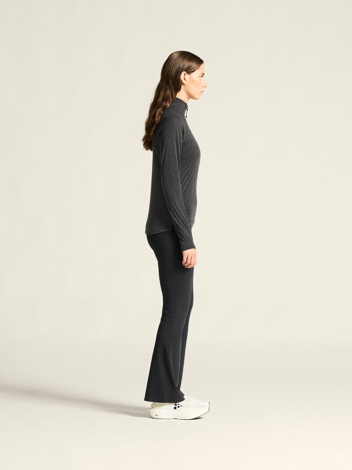 Craft Wool LS Tee Damen in Schwarz meliert, Detailansicht