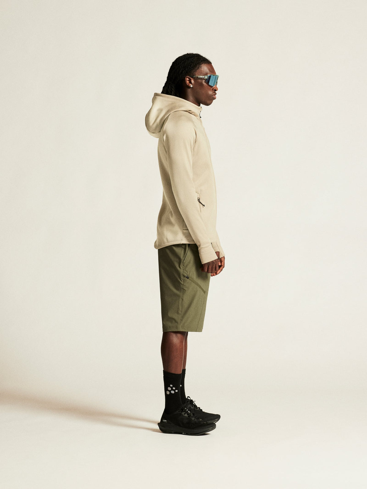 Craft ADV Explore Power Fleece Hood Jkt Herren in Beige, Detailansicht