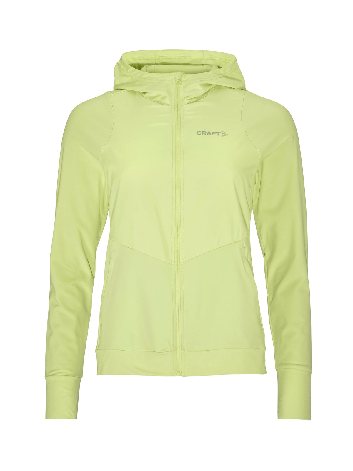 Craft ADV Essence Jersey Hood Jacket 2 Damen in Grün, Vorderansicht