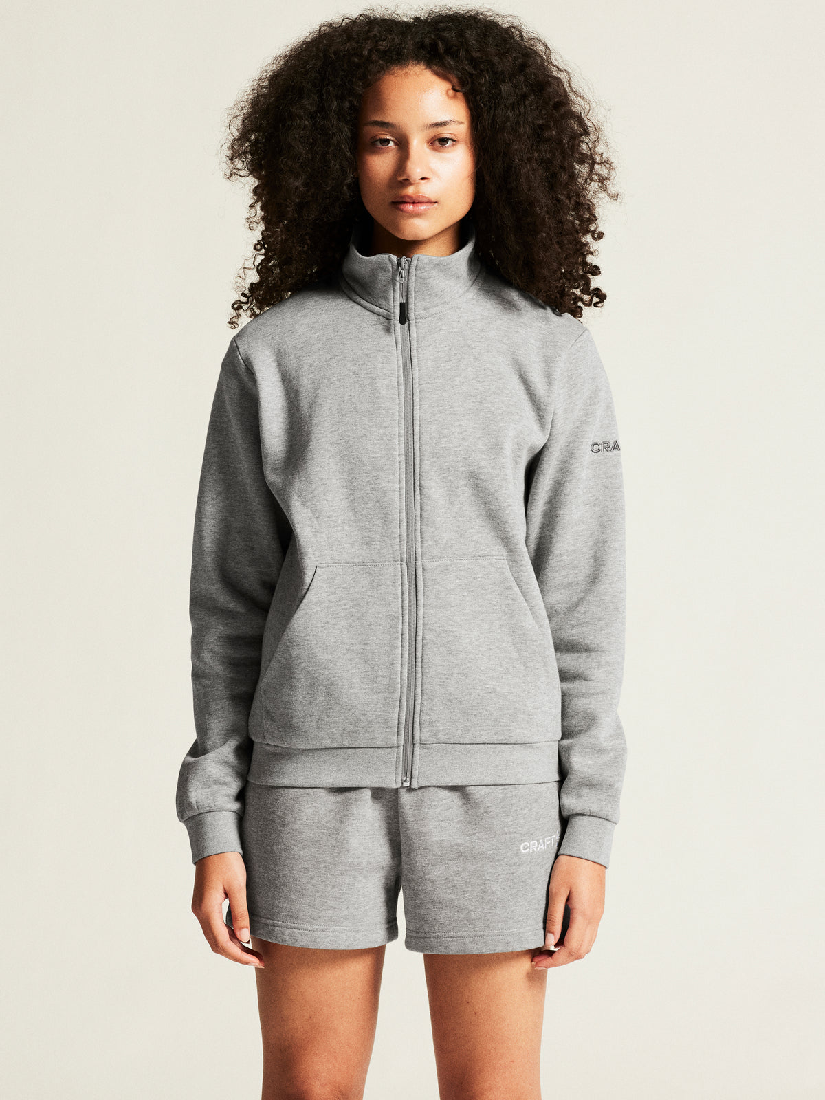 Craft Community 2.0 Zip Jacket Damen in Grau meliert, Detailansicht