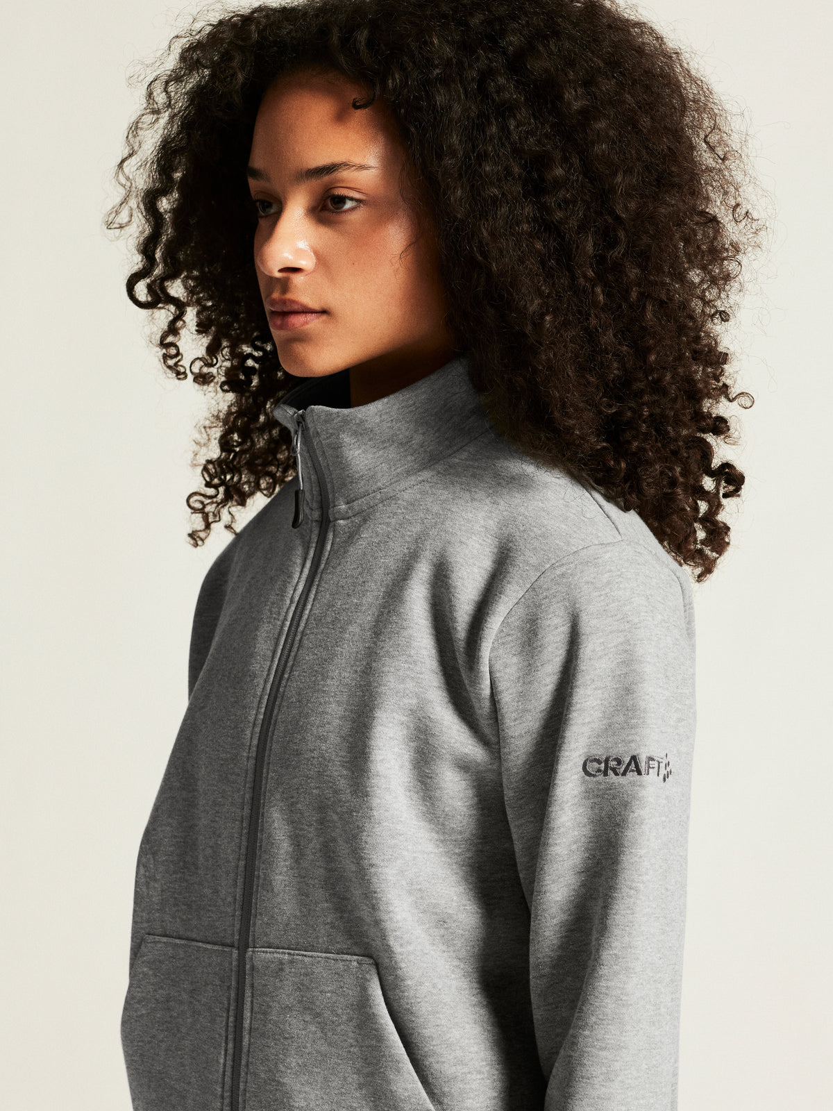 Craft Community 2.0 Zip Jacket Damen in Grau meliert, Detailansicht