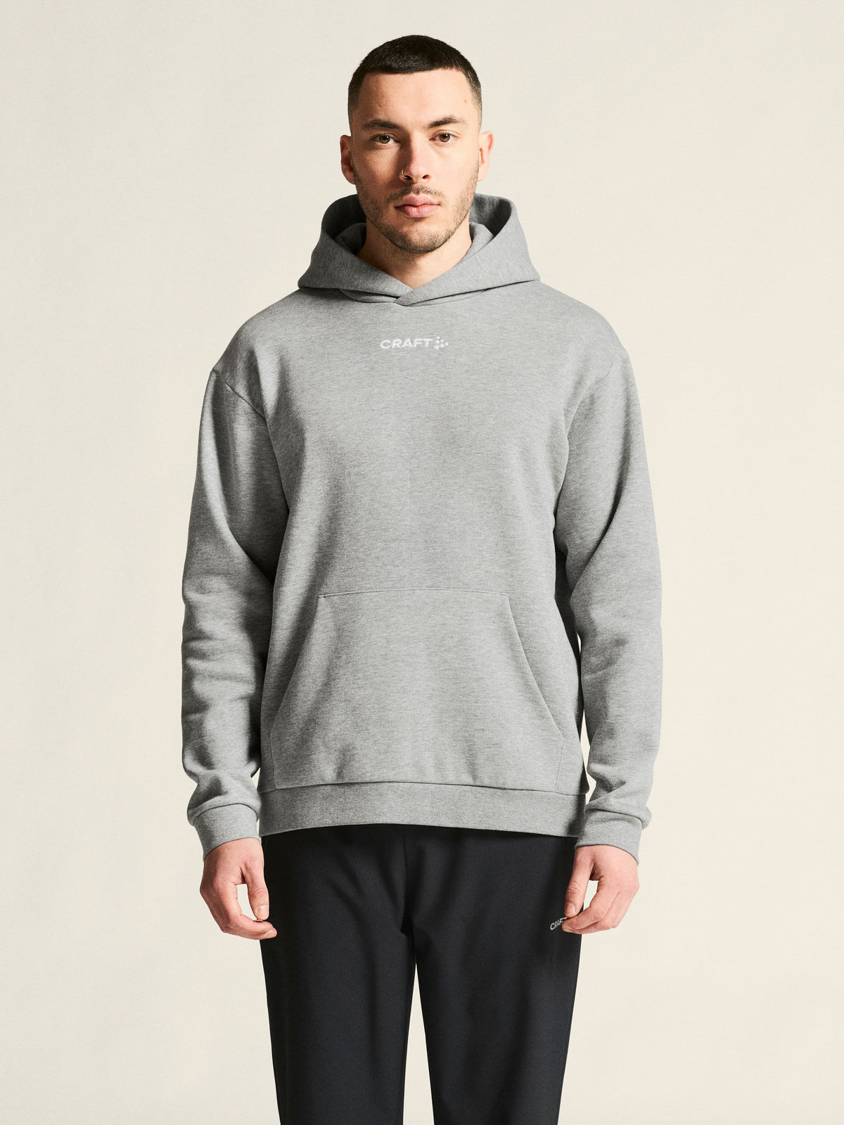 Craft Community 2.0 Logo Hoodie Herren in Grau meliert, Detailansicht