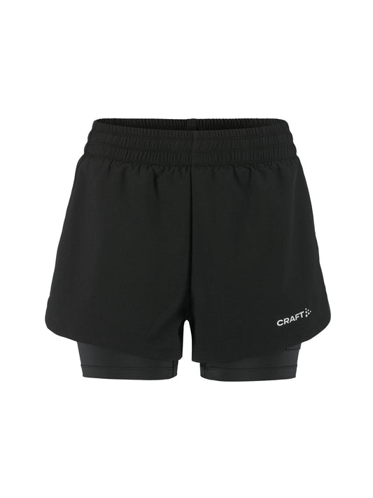 Craft ADV Essence 2-In-1 Shorts 2 Damen in Schwarz, Vorderansicht