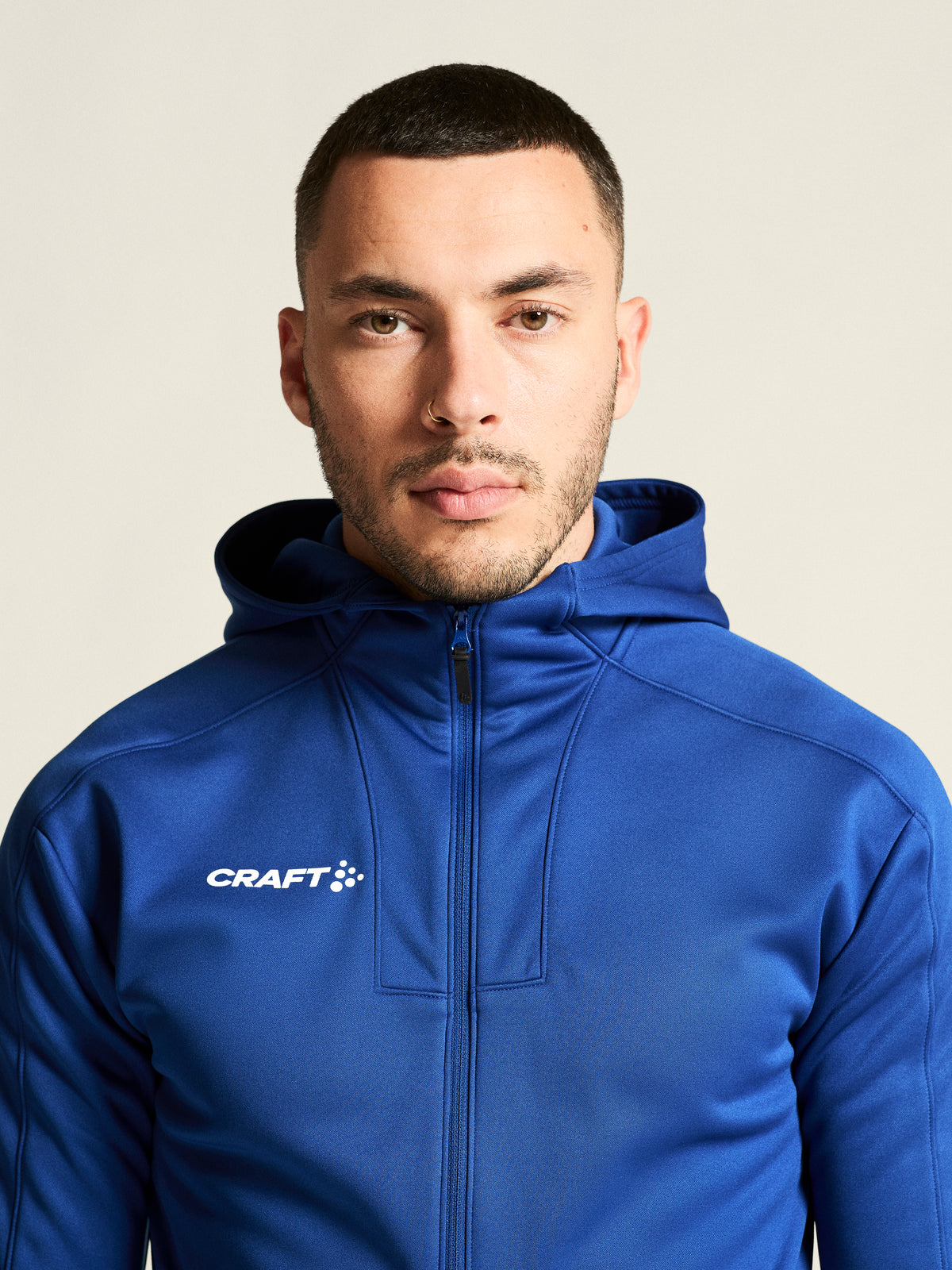 Craft Evolve 2.0 Brushed Hood Jacket Herren in Kobaltblau, Detailansicht