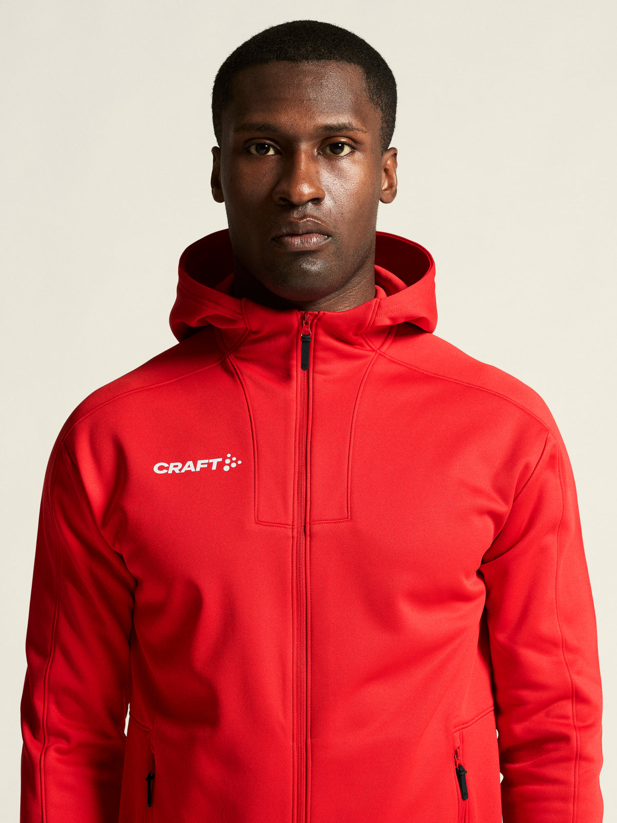 Craft Evolve 2.0 Brushed Hood Jacket Herren in Rot, Detailansicht