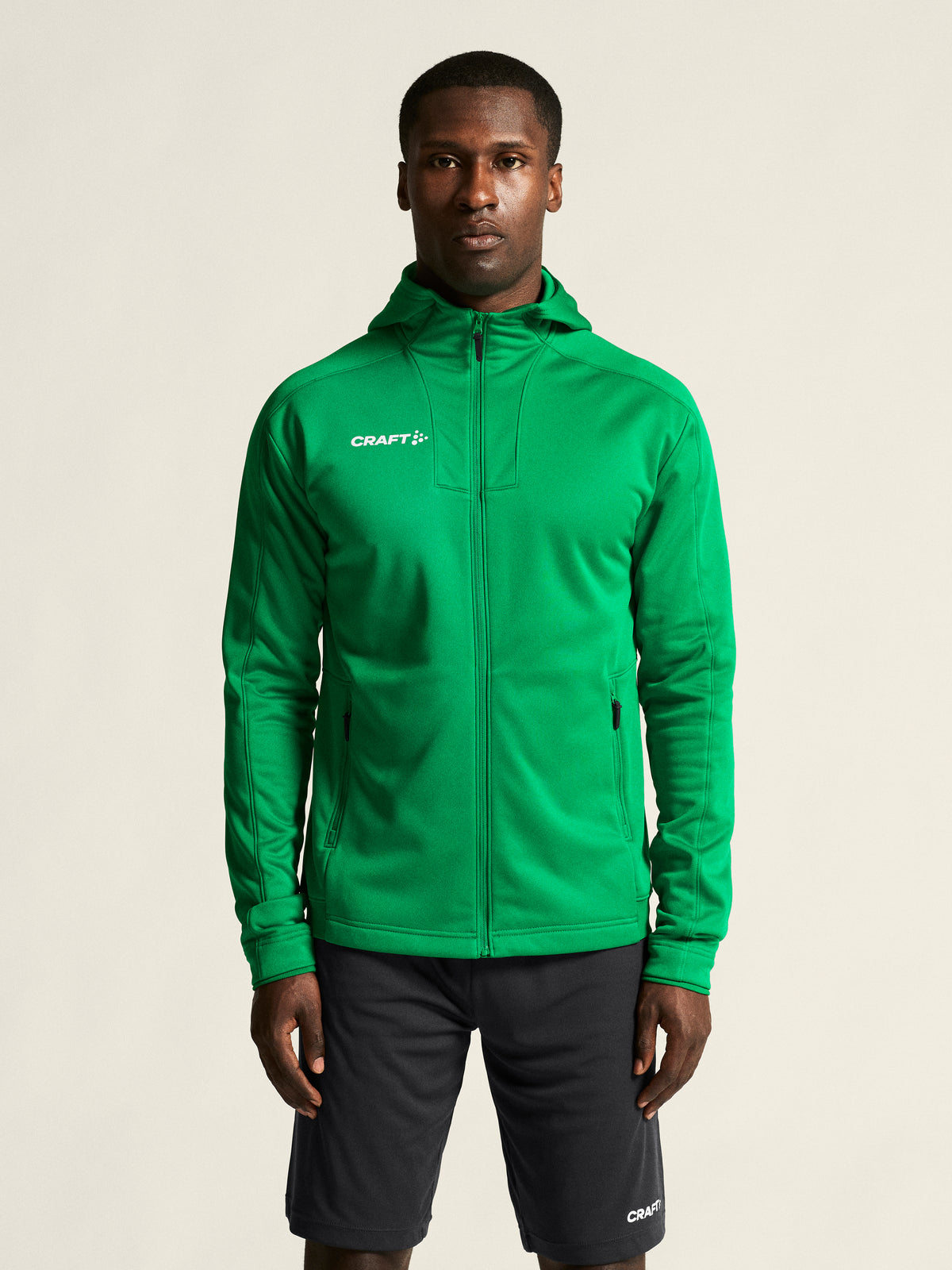 Craft Evolve 2.0 Brushed Hood Jacket Herren in Grün, Detailansicht