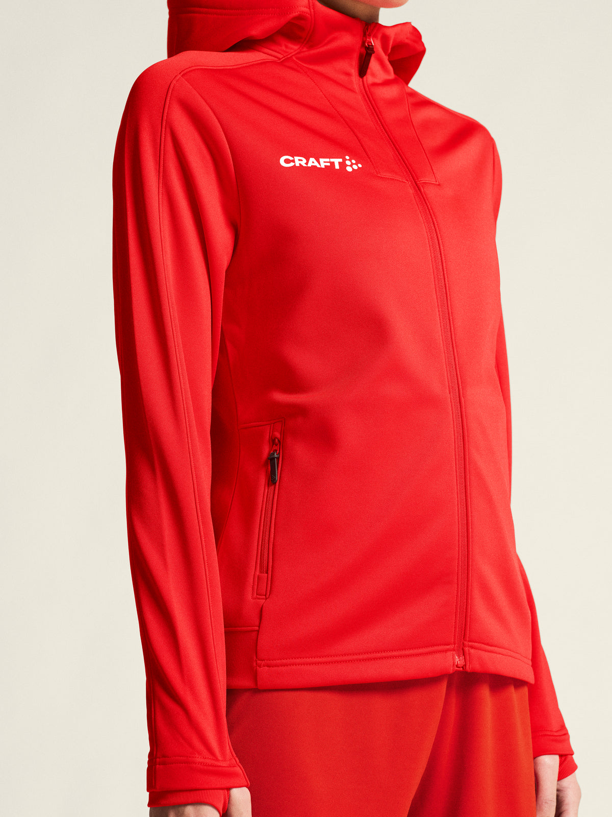 Craft Evolve 2.0 Brushed Hood Jacket Damen in Rot, Detailansicht