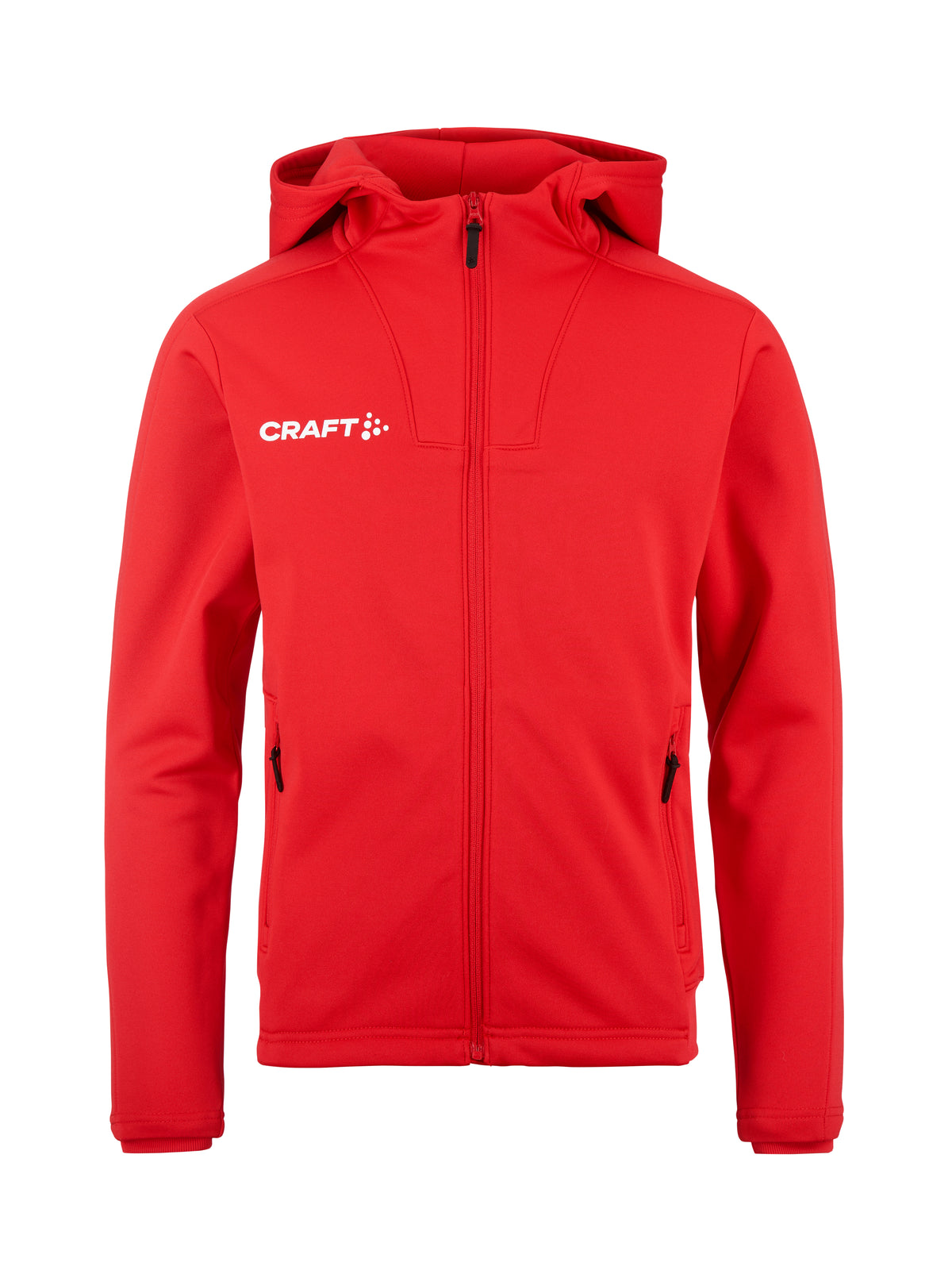 Craft Evolve 2.0 Brushed Hood Jacket Junior in Rot, Vorderansicht