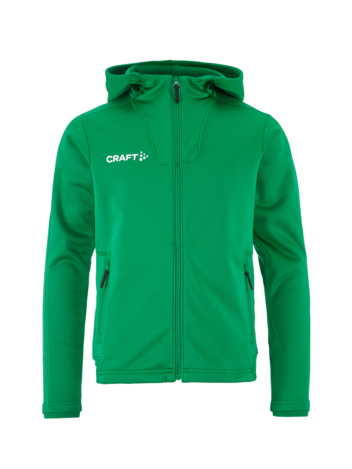Craft Evolve 2.0 Brushed Hood Jacket Junior in Grün, Vorderansicht