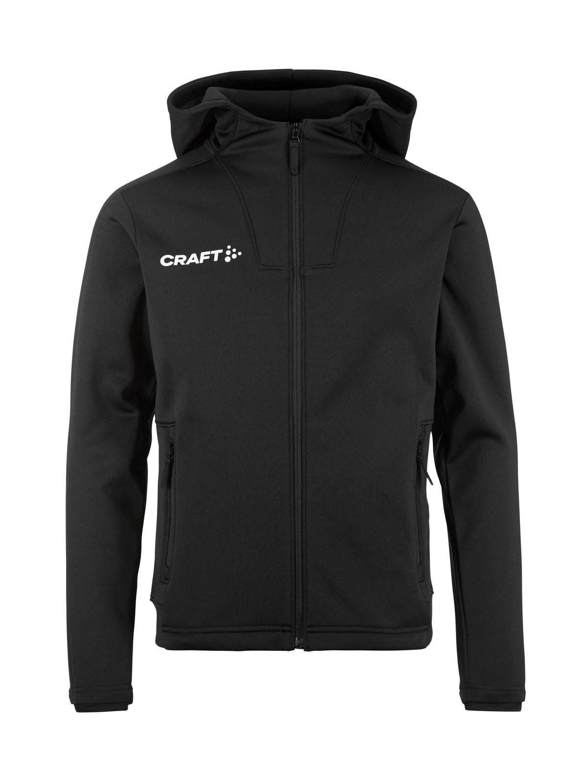 Craft Evolve 2.0 Brushed Hood Jacket Junior in Schwarz, Vorderansicht