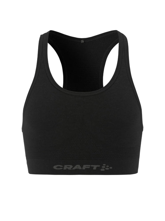 Craft Wool Seamless Bra Damen in Schwarz, Vorderansicht
