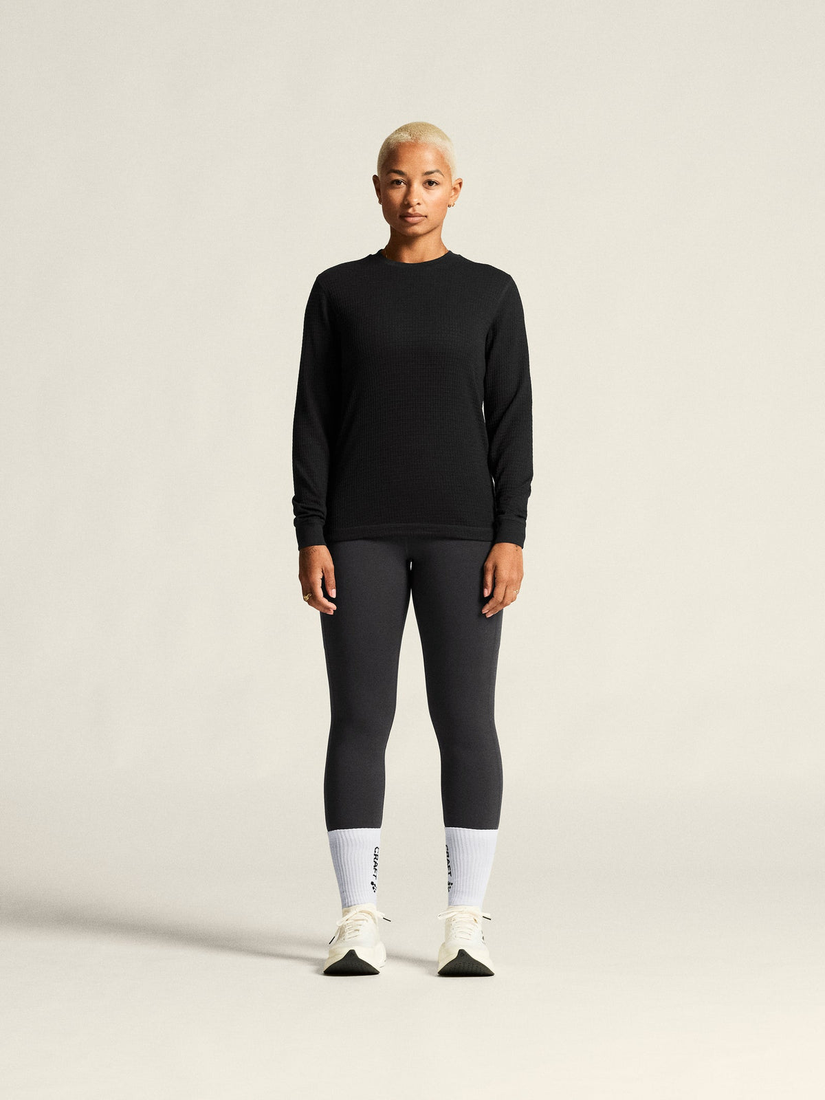 Craft Wool Waffle RN Damen in Schwarz, Detailansicht
