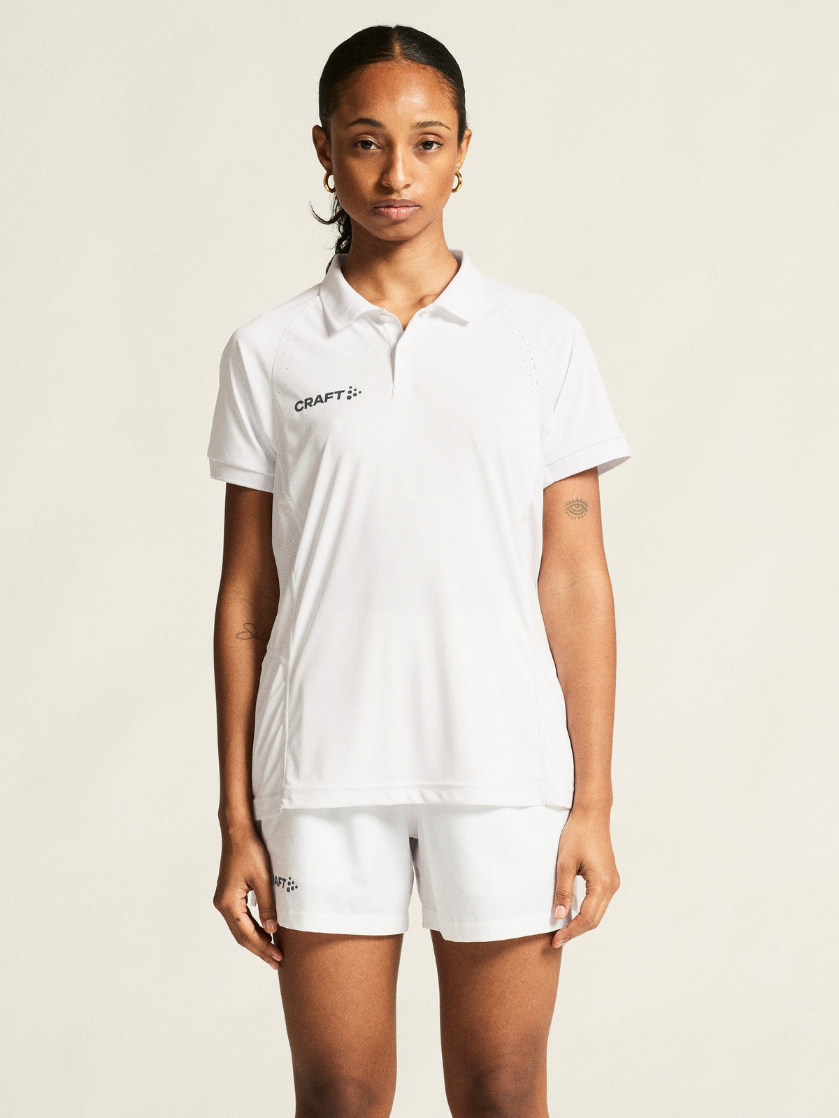 Craft Ability Polo Damen in Weiss, Detailansicht