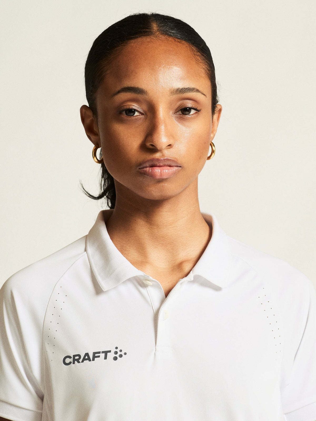 Craft Ability Polo Damen in Weiss, Detailansicht