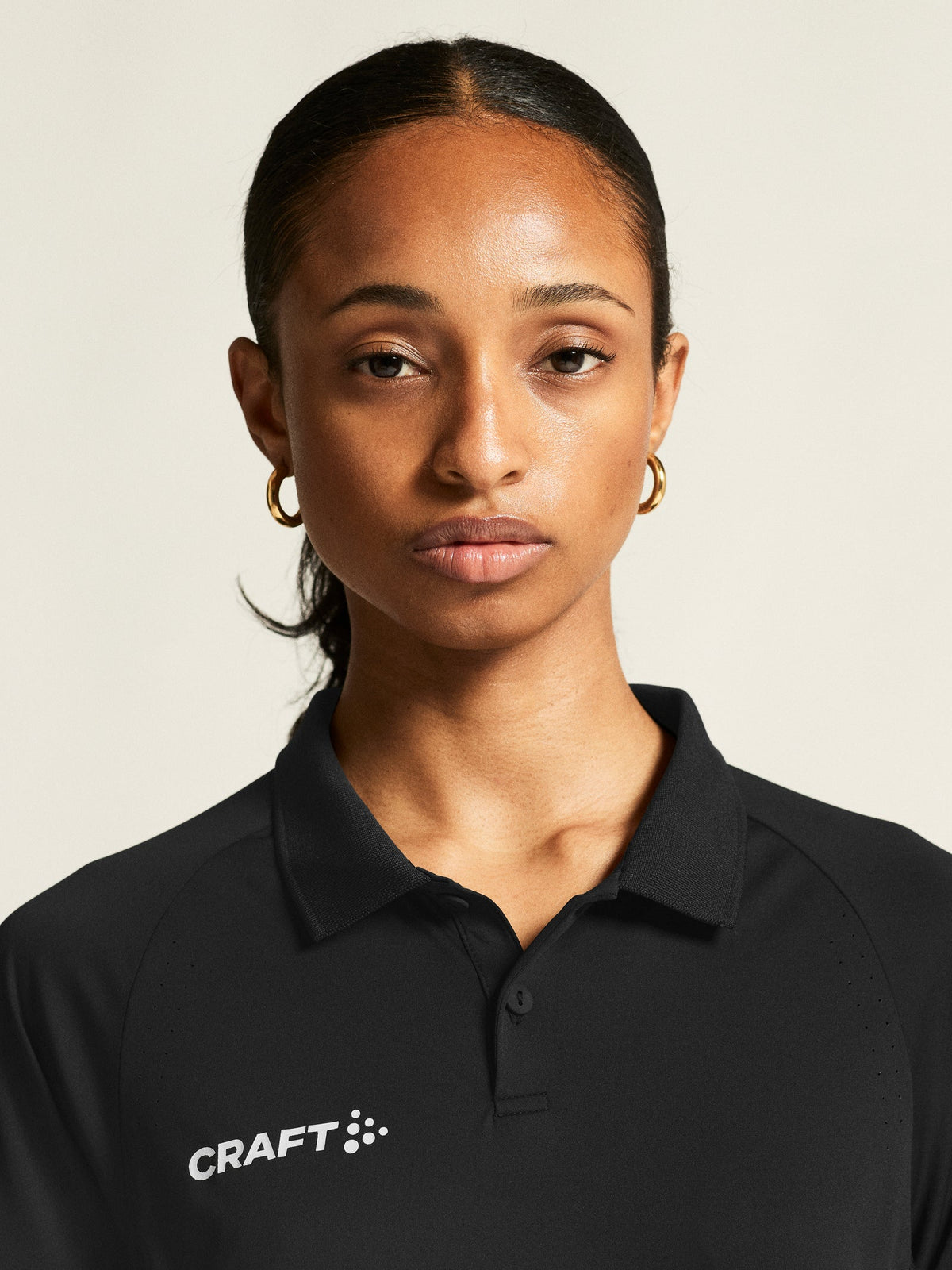 Craft Ability Polo Damen in Schwarz, Detailansicht
