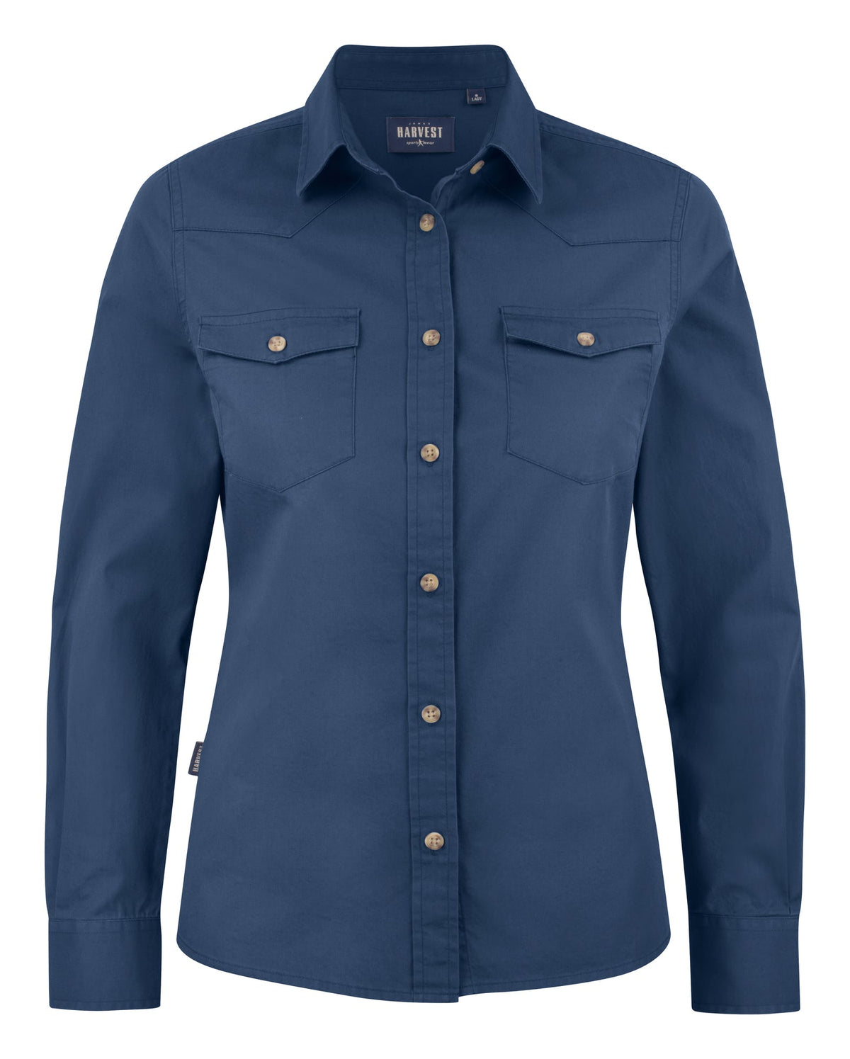 James Harvest Treemore Shirt Ladies Vintage blau, Vorderansicht