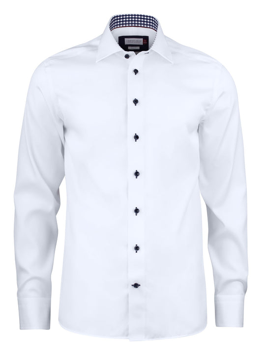 J.Harvest & Frost RB20 Twill Regular Weiss/Marineblau, Vorderansicht