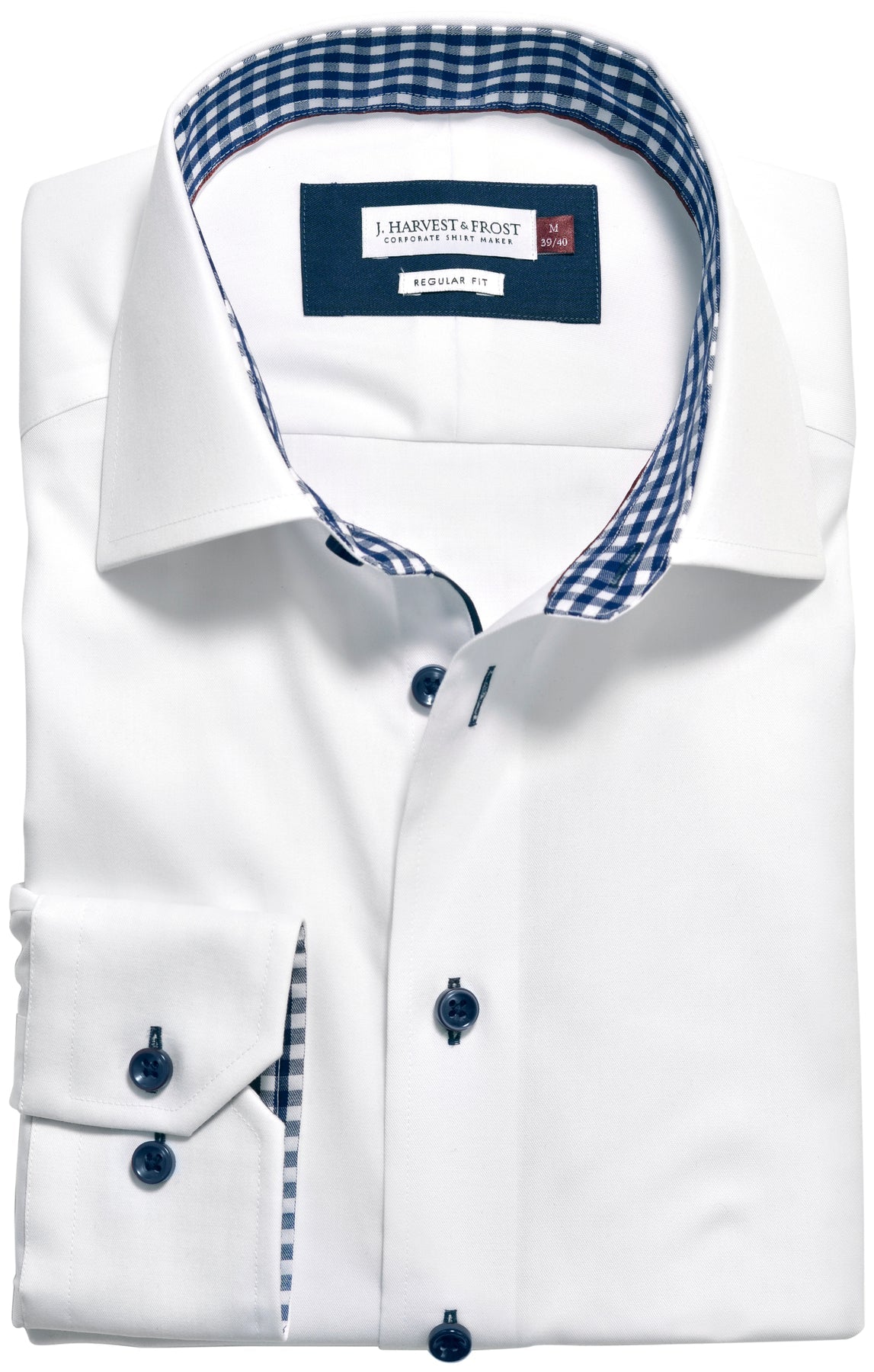 J.Harvest & Frost RB20 Twill Regular Weiss/Marineblau, Produktansicht