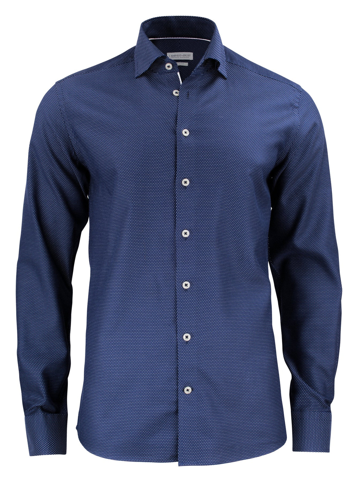 J.Harvest & Frost PB49 Jacquard Regular Marineblau/Weiss gepunktet, Vorderansicht