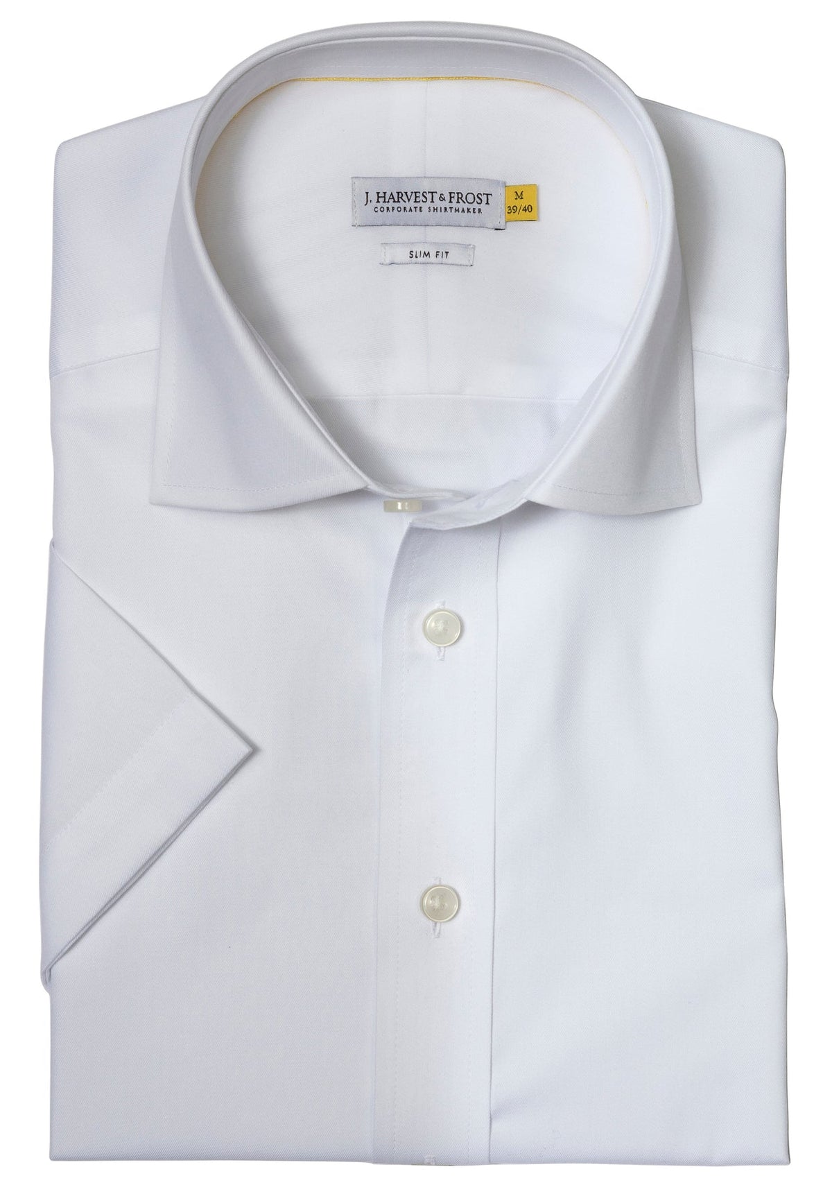 J.Harvest & Frost YB50 Twill S/S Slim Weiss, Detailansicht