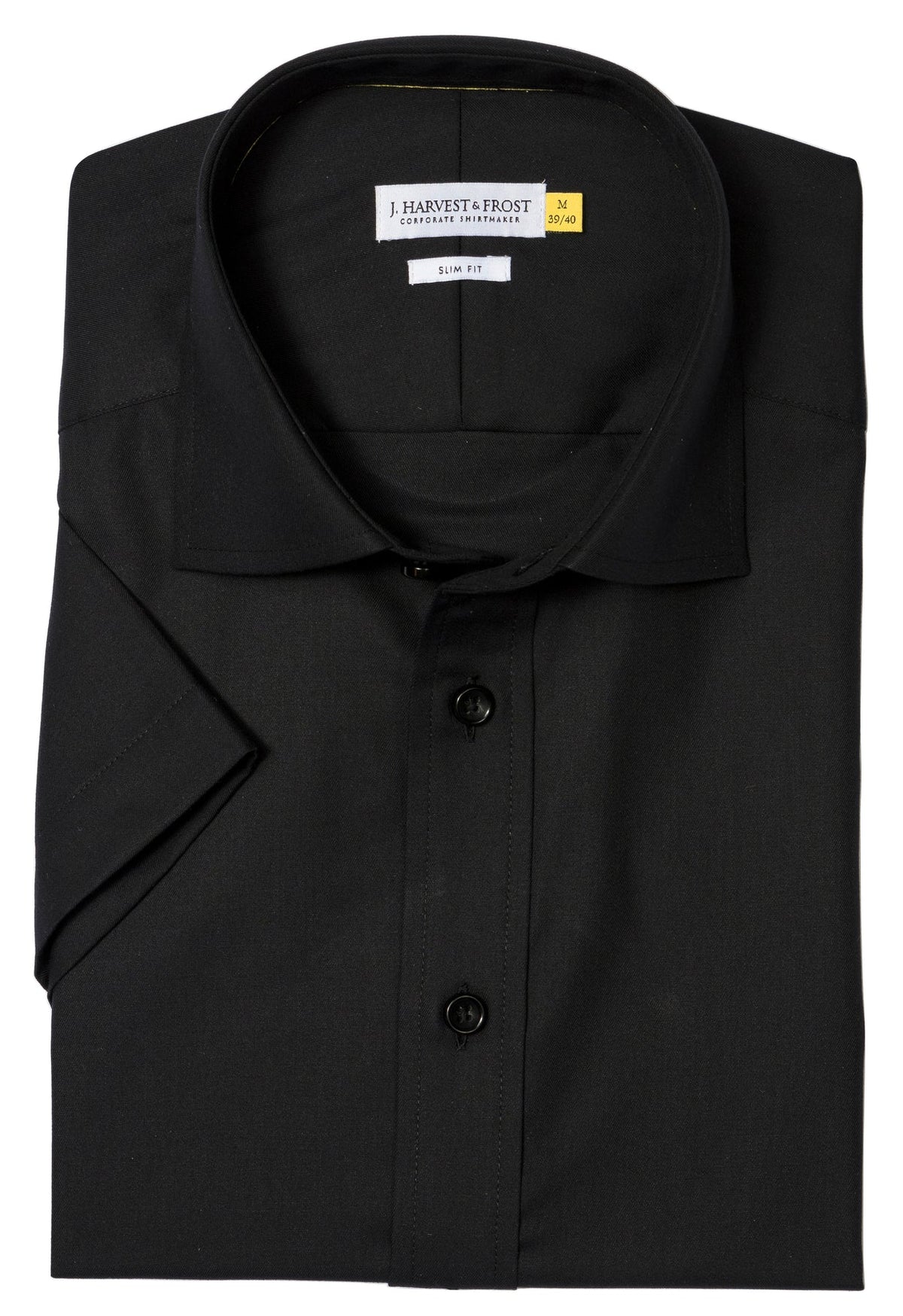 J.Harvest & Frost YB50 Twill S/S Slim Schwarz, Detailansicht