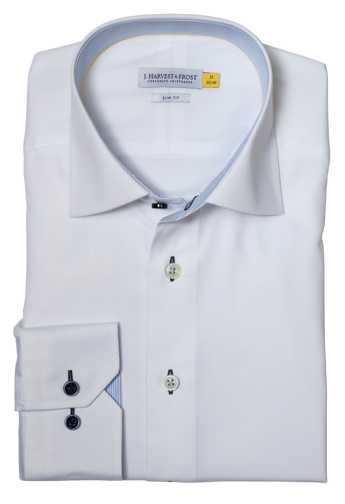 J.Harvest & Frost YB51 Twill Slim Weiss/Himmelblau, Detailansicht