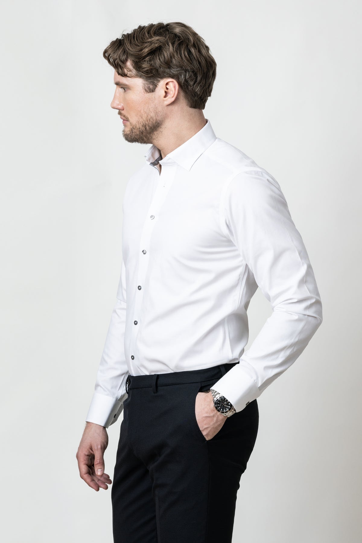 J.Harvest & Frost YB56 Twill Regular Weiss/Grau, Produktansicht
