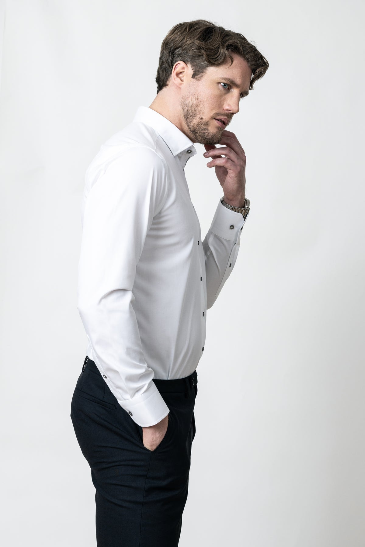 J.Harvest & Frost YB56 Twill Regular Weiss/Grau, Produktansicht